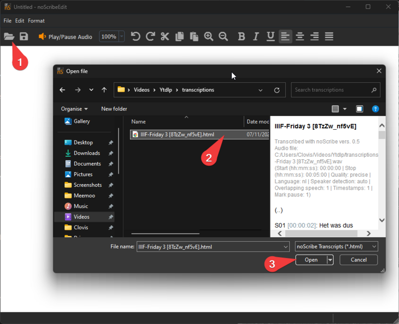 Een eerder gemaakt transcriptie aanpassen.
